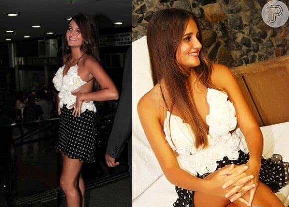 Catarina Migliorini, famosa por leiloar a virgindade, usou o mesmo modelito para lançar a revista 'Playboy' em São Paulo e em Itapema (SC)