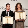 Adèle Exarchopoulos e Logan Lerman recebem troféus no Chopard Trophy, no Festival de Cannes 2014 