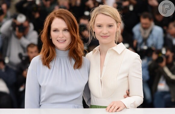 Julianne Moore e Mia Wasikowska divulgam o filme 'Maps to the Stars' no Festival de Cannes 2014