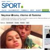 O site italiano 'Sport' também noticiou o 'retorno da chama' do amor de Neymar e Bruna Marquezine