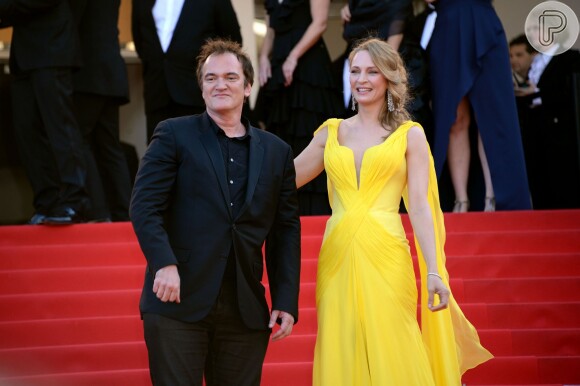 Quentin Tarantino e Uma Thurman prestigiam a première do filme 'Clouds of Sils Maria' durante o Festival de Cannes 2014