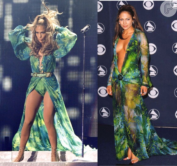 Jennifer Lopez se apresenta no Bronx, lugar onde nasceu e cresceu, pela primeira vez com look Versace que usou há 14 anos no Grammy 2014