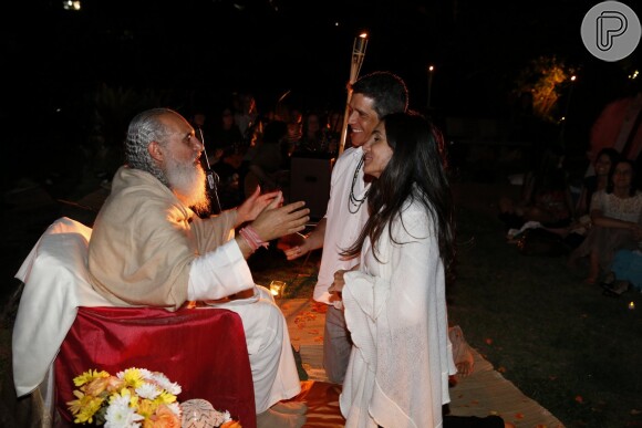 Márcio Garcia recebeu o guru Sri Prem Baba, representante da antiga linhagem Sachcha da Índia, que realiza uma palestra sobre desapego, autoconhecimento e amor