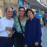 Fátima Bernardes leva os pais ao Maracanã em dia de jogo: 'Copa em família'