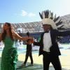 Ivete Sangalo usou vestido da estilista Martha Medeiros em festa de encerramento da Copa do Mundo, neste domingo, 13 de julho de 2014
