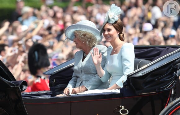 Kate Middleton prestigiou a tradicional parada militar 'Trooping The Colour', realizada em Londres, na Inglaterra, na manhã deste sábado, 9 de junho de 2018