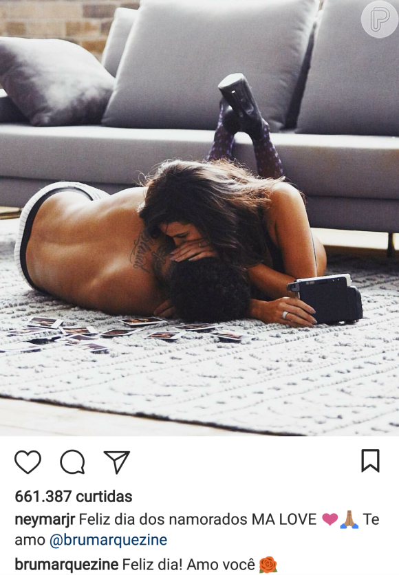 Neymar se declarou para Bruna Marquezine, em seu Instagram, no Dia dos Namorados, nesta terça-feira, 12 de junho de 2018
