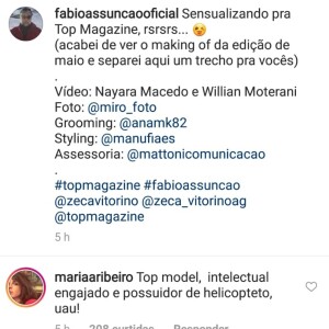 'Top model, intelectual, engajado e possuidor de helicóptero', disse Maria Ribeiro sobre Fabio Assunção no Instagram