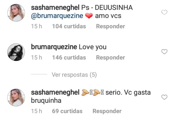Bruna Marquezine foi elogiada por Sasha Meneghel em foto sensual