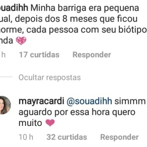 Mayra Cardi diz a seguidora que deseja ter barrigão: 'Aguardo por essa hora'
