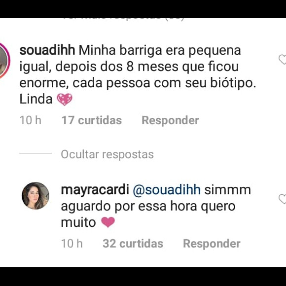 Mayra Cardi diz a seguidora que deseja ter barrigão: 'Aguardo por essa hora'