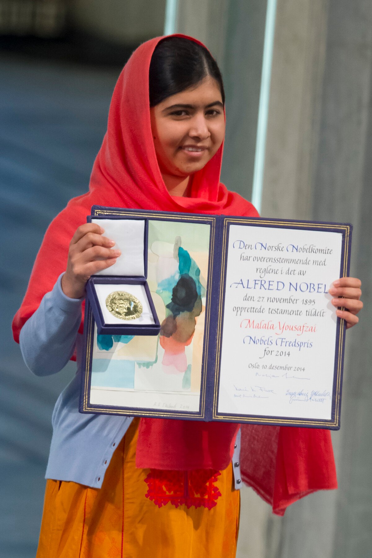 Foto Malala Yousafzai recebeu o Prêmio Nobel da Paz em dezembro de por sua luta pelo