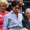 Look acertado: Meghan Markle optou por pantalona e camisa para assistir, ao lado de Kate Middleton, ao jogo de sua amiga Serena Williams no torneio de Wimbledon
