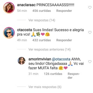 Otaviano desejou sucesso para Vivian Amorim em publicação no Instagram nesta segunda-feira, dia 16 de julho de 2018