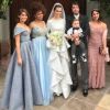 Isabella Santoni, Jeniffer Nascimento e Ana Rios foram madrinhas do casamento de Bruna Hamu e Diego Moregola
