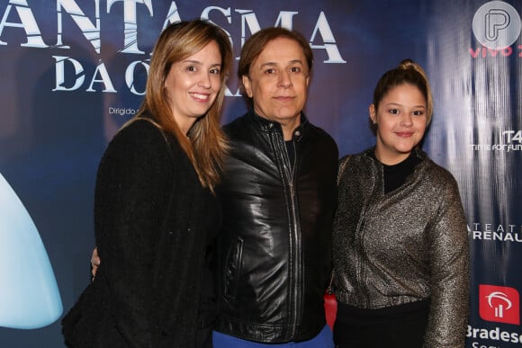 Tom cavalcante e Patrícia Lamounier prestigiam sessão vip do musical 'O Fantasma da Ópera', no teatro Renault, em São Paulo, na noite desta quarta-feira, 1 de julho de 2018