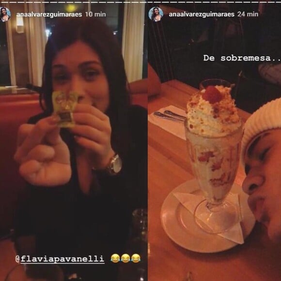 Uma amiga compartilhou fotos de Kevinho e Flávia Pavanelli em um jantar no Stories