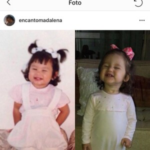 Yanna Lavigne compara foto sua na infância com filha, Madalena
