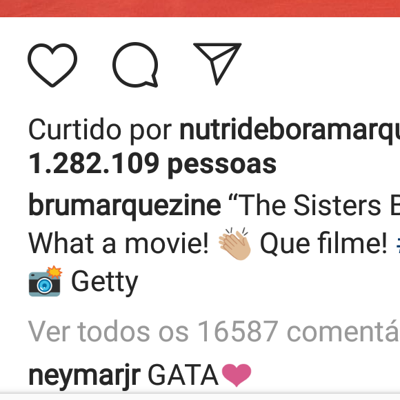 Neymar elogia foto de Bruna Marquezine