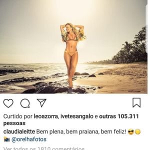 Ivete Sangalo deixa elogio em foto de Claudia Leitte de biquíni