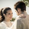Samuca (Nicolas Prattes) se aproxima para beijar Marocas (Juliana Paiva) sem ver que é notado por Betina (Cleo) nos próximos capítulos da novela 'O Tempo Não Para'