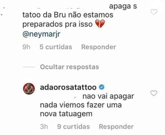 Adão Rosa nega que Neymar cobriria tatuagem