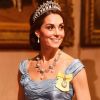 Além de tiara de Diana, look de Kate Middleton em banquete homenageia o marido, William, na terça-feira, 23 de outubro de 2018