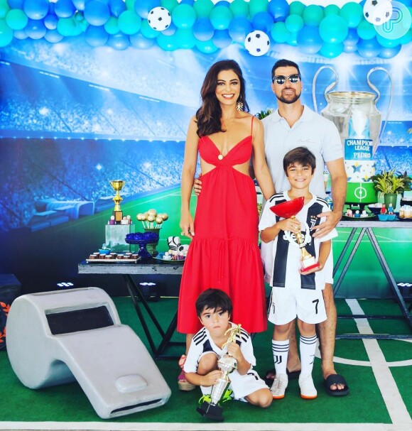 Juliana Paes comemora aniversário do filho Pedro com festa inspirada em time de futebol, realizada no domingo, dia 17 de dezembro de 2018