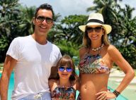 Grávida da 2ª filha, Ticiane Pinheiro combina roupa de praia com marido e filha