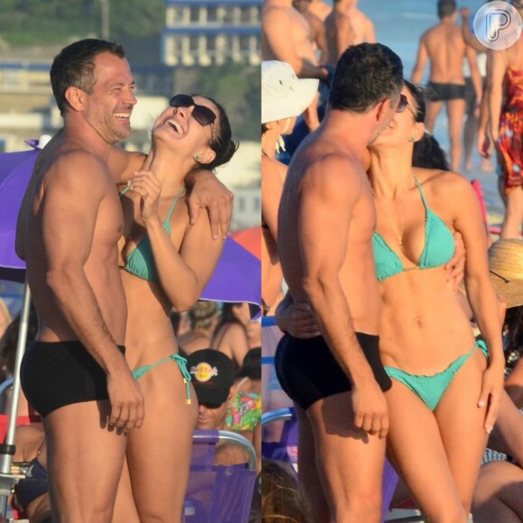 Malvino Salvador e Kyra Gracie cutiram o domingo, 13 de janeiro de 2019, em uma praia do Rio