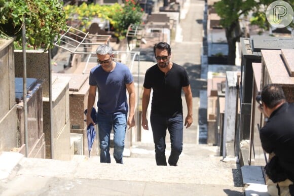 Ângelo Paes Leme e Rodrigo Santoro foram ao velório do ator Caio Junqueira, nesta quinta-feira, 24 de janeiro de 2019