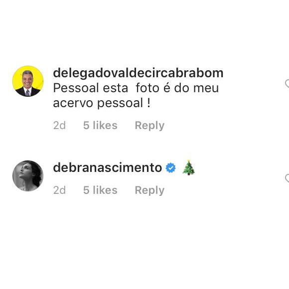 Pai de Débora Nascimento garantiu que a foto pertencia ao seu acervo pessoal