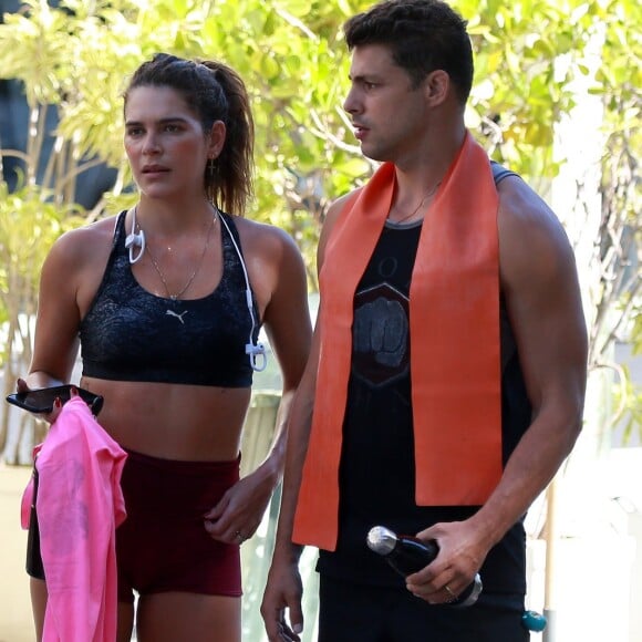 Cauã Reymond e Mariana Goldfarb treinaram juntos no feriado desta sexta-feira (19)