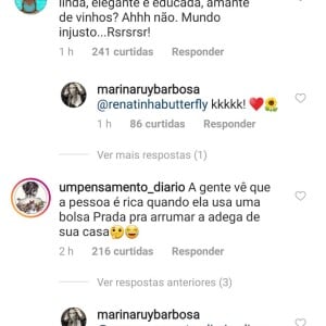 Marina explica bolsa grifada em adega