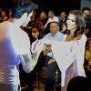 Adriana Sant'Anna e Rodrigão desfilam juntos em showroom de marca de lingerue nesta terça-feira, dia 21 de maio de 2019