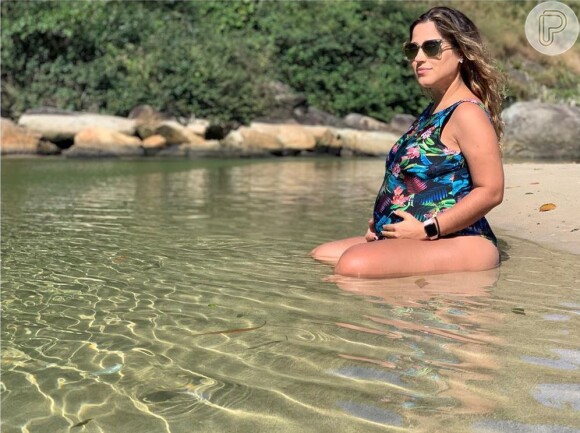Camilla Camargo ganhou 14 quilos na gravidez do primeiro filho, Joaquim, cujo nascimento é previsto para agosto