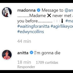 Anitta responde post de Madonna