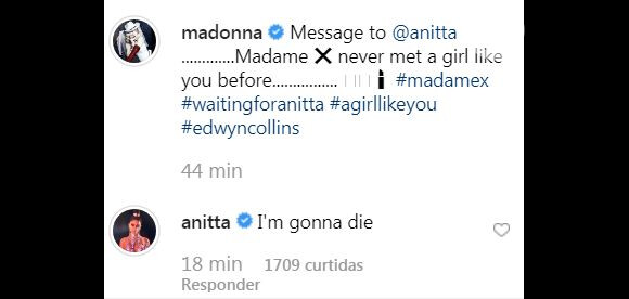 Anitta responde post de Madonna