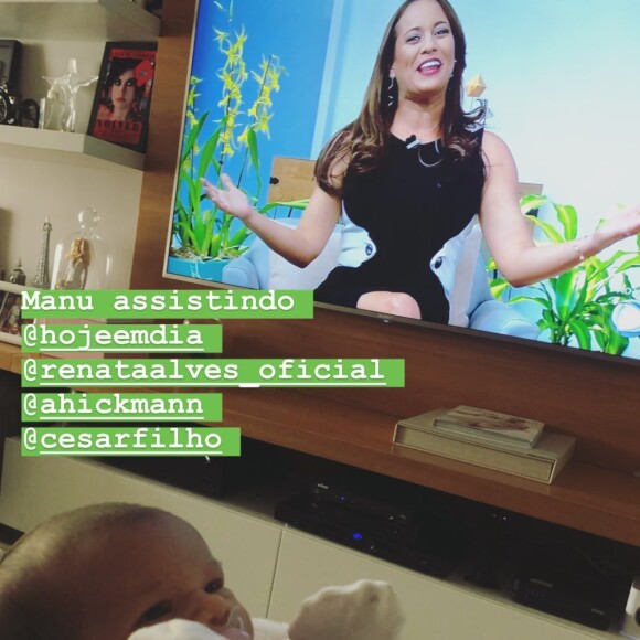Ticiane Pinheiro encantou os seguidores ao mostrar a filha Manuella assistindo o programa 'Hoje em Dia'