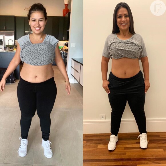 Simone mostra antes e depois do corpo ao perder 8kg
