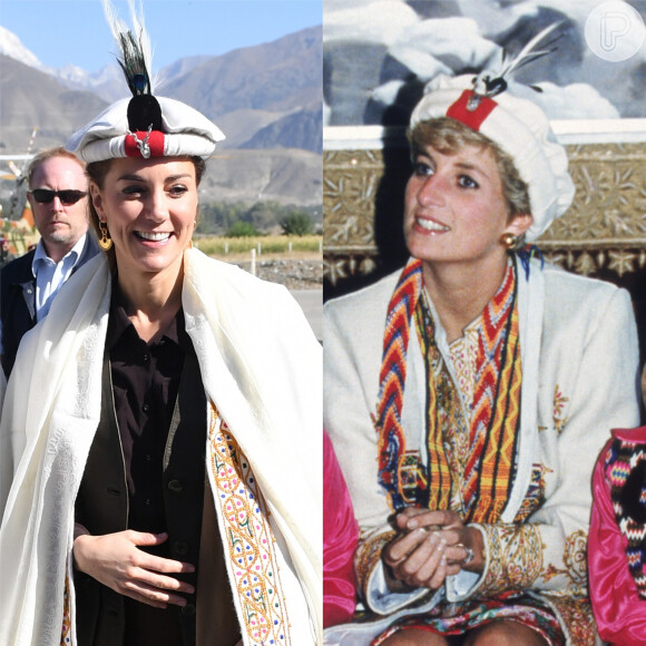 Kate Middleton e Lady Di ganharam o mesmo chapéu típico durante viagem pelo Paquistão