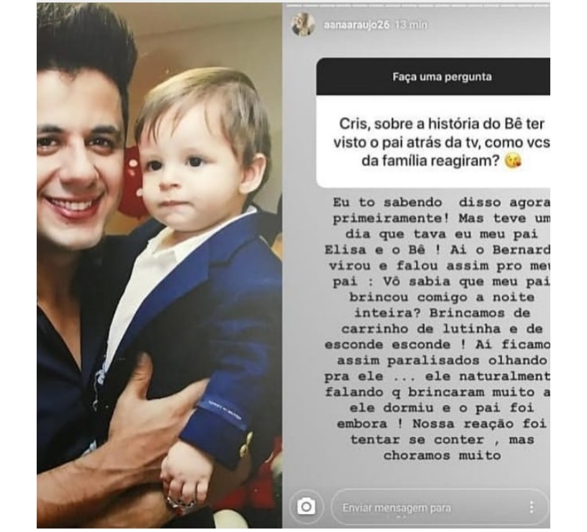 Foto: Filho caçula de Cristiano Araújo revelou ’encontro’ com cantor à