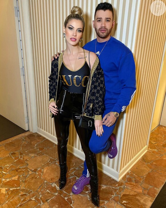 Andressa Suita combinou itens da Gucci em seu look para show de Gusttavo Lima em Miami, nos Estados Unidos