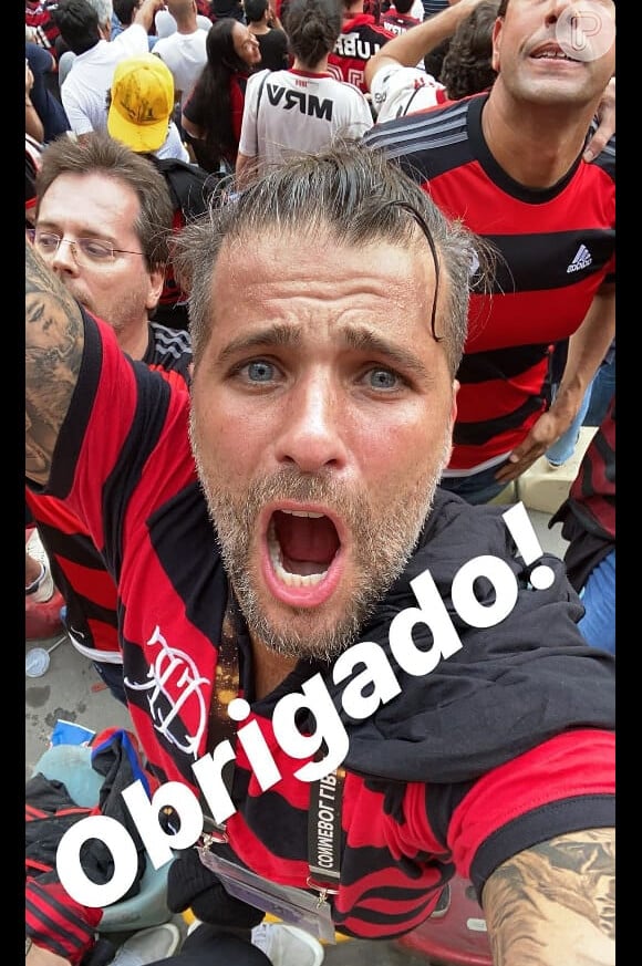 Bruno Gagliasso viaja à Lima e vê vitória do Flamengo na Libertadores no estádio