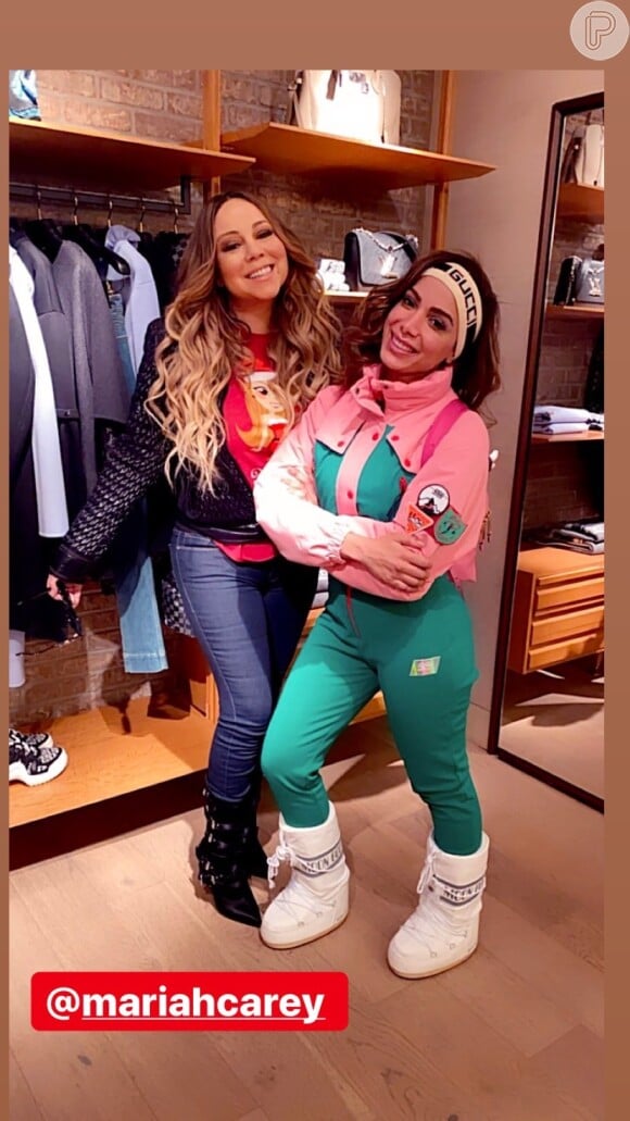Anitta realizou um sonho de infância ao encontrar a cantora Mariah Carey em Aspen