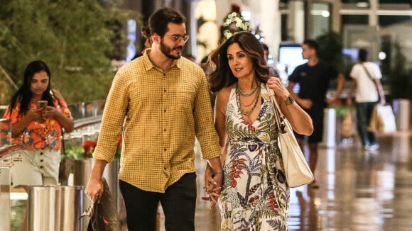 Compras em casal! Fátima Bernardes e Túlio Gadêlha vão juntos a shopping no Rio