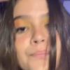 Veja vídeo de Mel Maia mostrando maquiagem laranja com brilho em réveillon nesta terça-feira, dia 31 de dezembro de 2019