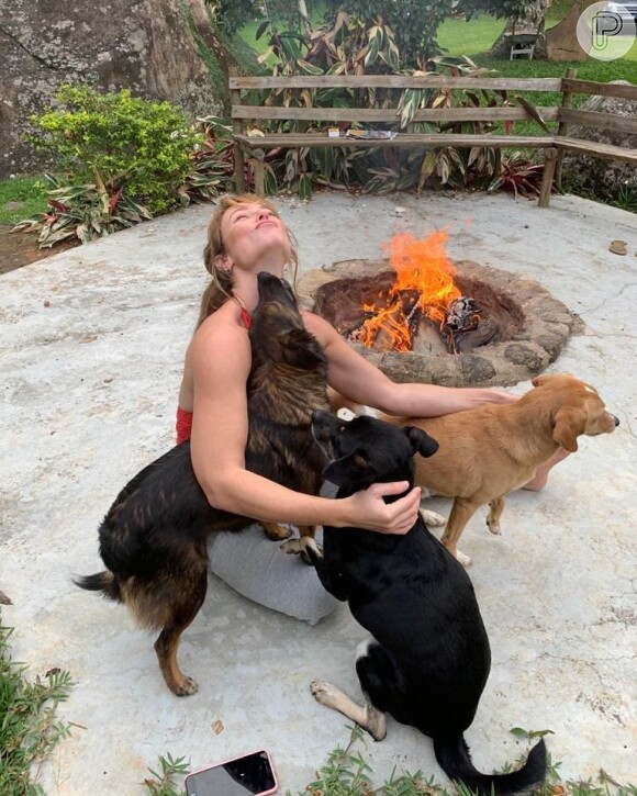 Paolla Oliveira apareceu em fotos fofas com seus cachorros
