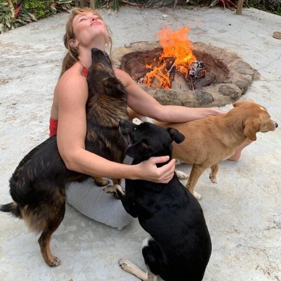 Paolla Oliveira apareceu em fotos fofas com seus cachorros