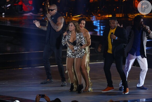 Ivete Sangalo se apresenta ao lado de Compadre Washington e Beto Jamaica, do É o Tchan, Daniela Mercury e Leo Santana, do Parangolé
